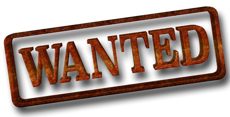 Stock Illustration - Rusty Text: WANTED, 3D Illustration, Isolated Against the White Background.