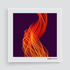 Cover design template. Flame fire background for design and presentation. Vector illustration with motion effect.