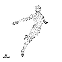 Business, freedom or happiness concept. 3D model of man. Vector illustration.