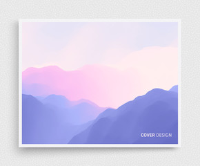 Cover design template. Mountain landscape. Mountainous terrain. Vector illustration. Abstract background.