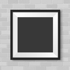 Picture frame black on the wall square realistic vector grey