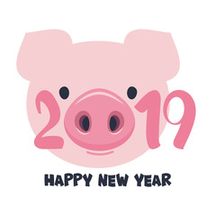 Vector card Happy New Year 2019