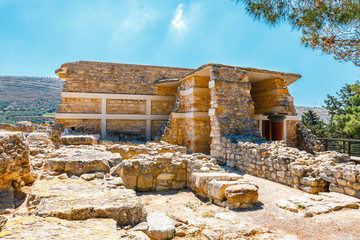 Detail of ancient ruins of famous Minoan palace of Knosos, Crete Island, greece