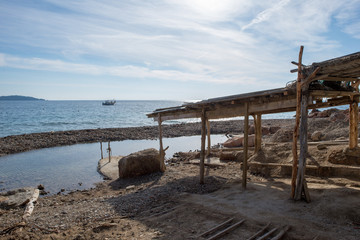 Fototapeta na wymiar Ses Boques beach on the island of Ibiza
