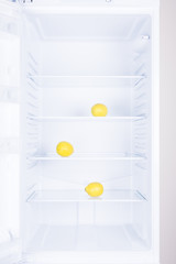 Lemon in empty clean refrigerator, inside