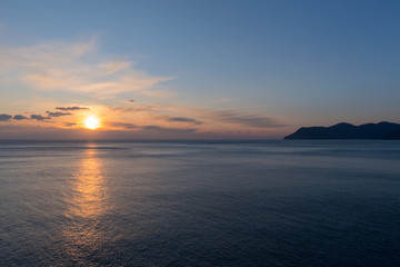 Fototapeta na wymiar Seascape during sunset, Cinque Terre, Italy