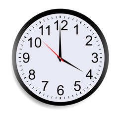 Round clock face showing four o'clock isolated on white background. Vector illustration
