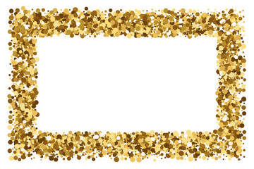 Gold frame glitter texture isolated on white background.