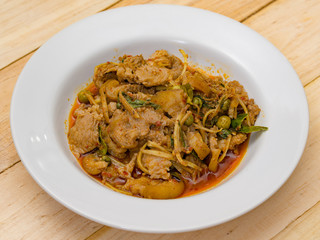 Spicy wild boar famous food of thailand