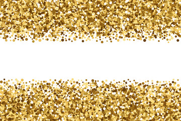 Gold frame glitter texture isolated on white background.