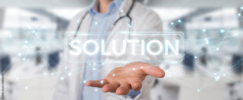 Aufkleber Doctor using modern digital solution interface 3D rendering