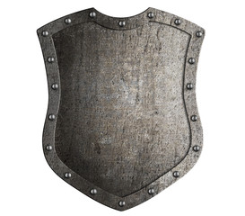 Metal medieval shield tall shield or coat of arms isolated 3d illustration
