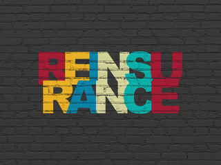 Fototapeta na wymiar Insurance concept: Painted multicolor text Reinsurance on Black Brick wall background