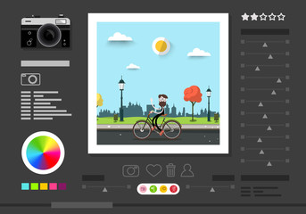 Photo Editing Software Screen. Abstract Vector Application for Photographers to Edit Pictures.