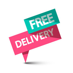 Free Delivery Label. Vector Paper Icon Isolated on White Background.