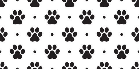 Dog Paw Seamless Pattern vector Cat paw footprint isolated polka dot wallpaper background backdrop