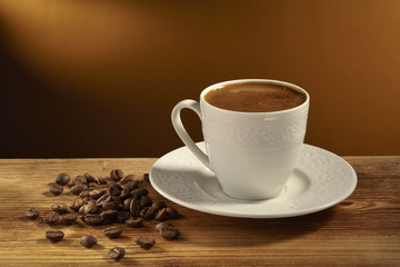 Coffee,Turkish coffee,Coffee cup on a wooden table
