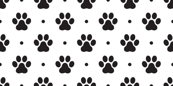Dog Paw Seamless Pattern vector Cat paw footprint isolated polka dot wallpaper background backdrop