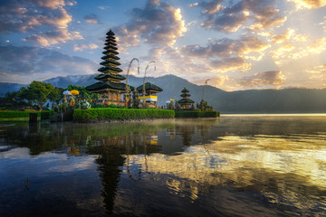 Beautiful morning at Bali lake Beratan temple - Indonesia