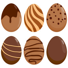Chocolate Easter eggs. Vector illustration set