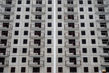 Unfinished cement building at a construction site