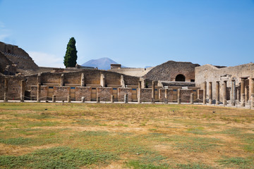 Pompei, excavations of Pompei. Historic roman ruins. Italy.
