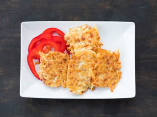 fried potato cutlets on a plate
