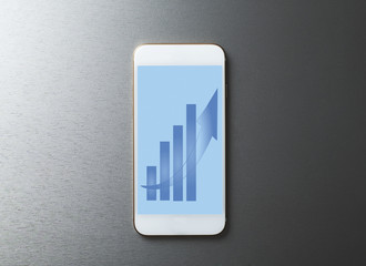 Background of smartphone with an economy graph on the screen.