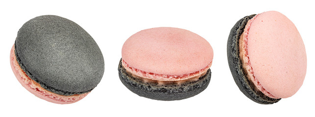 Macaron blueberry blackberry  raspberry  isolated on white background with clipping path