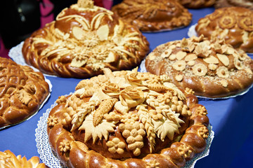 Beautiful loaf of bread in bakery store