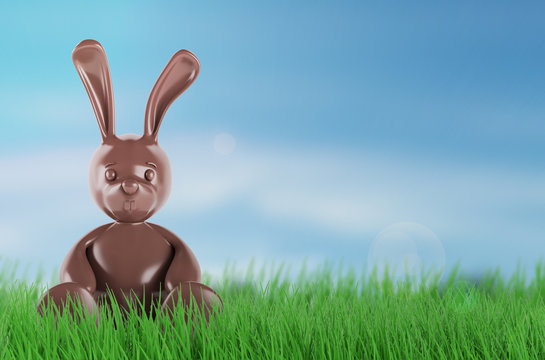 Chocolate easter bunny. 3d render