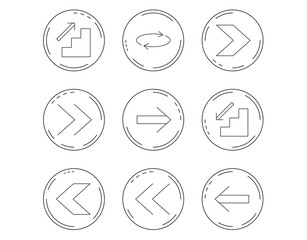 Arrows icons. Upstairs, repeat linear signs.