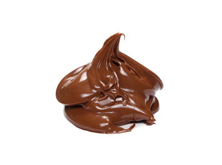 Cream chocolate spreading isolated on white background