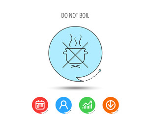 Boiling saucepan icon. Do not boil water sign.