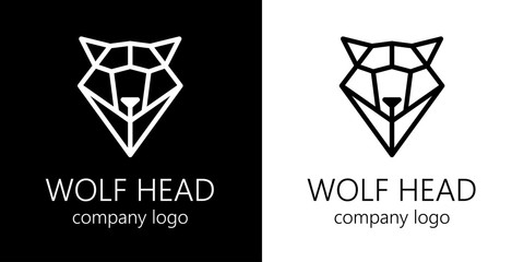 Polygonal schematic head of wolf. Vector illustration.