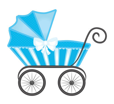 Baby pram carriage vector - Blue
