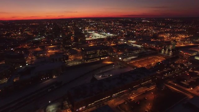 Nashville Snow- City night red horizon