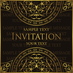 Retro paper with round lace ornament and place for text. Vintage invitation card