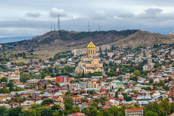 Obraz premium View of Holy Trinity Cathedral of Tbilisi, Georgia