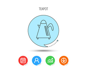 Teapot icon. Kitchen kettle sign.
