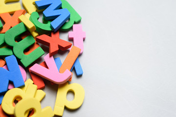 Colorful letters toys on a white background.