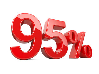 Ninety five red percent symbol. 95% percentage rate. Special offer discount.