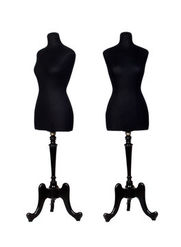 Two black mannequins isolated on a white background