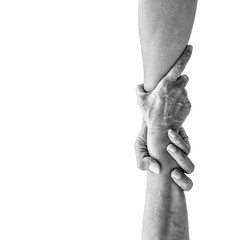 Vertical help hands holding together