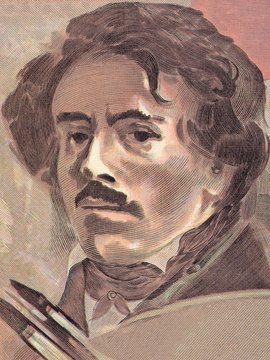 Eugene Delacroix Portrait From French Money 