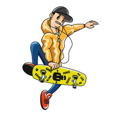 Skater vector design tshirt print isolated illustration