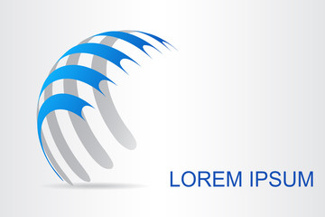 Logo stylized spherical surface with abstract shapes