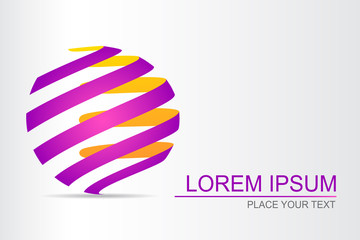 Logo stylized spherical surface with abstract shapes