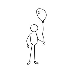 Fototapeta premium stick man, stick person with ball