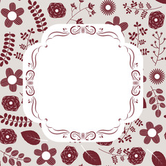 Elegant and stylish vector floral invitation or label with ornate frame for product packaging design, backgrounds and brochures